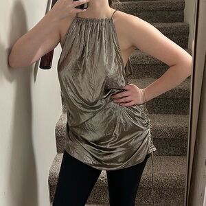NWT Zara Green Gold Metallic Versatile Halter Top/Dress XS